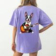Boston Terrier Playing Guitar Boston Terrier Women's Comfort Colors T-Shirt Back Print Violet