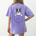 Boston Terrier In The Pocket Cute Boston Terrier Dog Lovers Men Women Girls Kids Women's Comfort Colors T-Shirt Back Print Violet