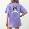 Boston Terrier In The Pocket Cute Boston Terrier Dog Lovers For Men Women Girls Kids Women's Comfort Colors T-Shirt Back Print Violet