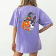 Boston Terrier Pumpkin Jack O Lantern Halloween Women's Comfort Colors T-Shirt Back Print Violet