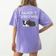 Boston Terrier Puppy Sweet Dreams Pajama For Bedtime Women's Comfort Colors T-Shirt Back Print Violet