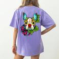 Boston Terrier In Red Day Of The Dead Sugar Skull Dog Women's Comfort Colors T-Shirt Back Print Violet