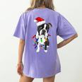 Boston Terrier Santa Christmas Lights Xmas Dog Lover Men Women Kids Women's Comfort Colors T-Shirt Back Print Violet