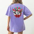 Boston Terrier Santa Claus Elf Reindeer Christmas Dog X-Mas Women's Comfort Colors T-Shirt Back Print Violet