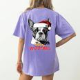 Boston Terrier Santa Claus Hat Merry Christmas Dog X-Mas Women's Comfort Colors T-Shirt Back Print Violet