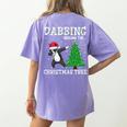 Boston Terrier Santa Hat Dabbing Around The Christmas Tree Women's Comfort Colors T-Shirt Back Print Violet