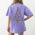 Boston Terrier Santa Hat Xmas Light Men Women Christmas Tree Women's Comfort Colors T-Shirt Back Print Violet