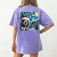 Boston Terrier Santa Starry Night Van Gogh Christmas Dog Men Women Kids Women's Comfort Colors T-Shirt Back Print Violet