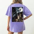 Boston Terrier Selfie Full Moon Flying Witch Halloween Dog Women's Comfort Colors T-Shirt Back Print Violet
