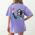 Boston Terrier Selfie Statue Of Liberty 4th Of July American Women's Comfort Colors T-Shirt Back Print Violet