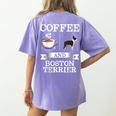 Boston Terrier Shirt Coffee And Boston Terrier Cute Dog For Men Women Girls Kids Women's Comfort Colors T-Shirt Back Print Violet