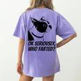 Boston Terrier Shirt Ok Seriously Who Farted Women's Comfort Colors T-Shirt Back Print Violet