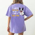 Boston Terrier Shirt I Will Find You And I Will Lick You Women's Comfort Colors T-Shirt Back Print Violet