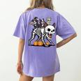 Boston Terrier Skeleton Mummy Witch Halloween Women's Comfort Colors T-Shirt Back Print Violet