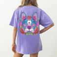Boston Terrier Sugar Skull Dog Day Of The Dead Women's Comfort Colors T-Shirt Back Print Violet