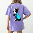 Boston Terrier Tattoos I Love Mom Women's Comfort Colors T-Shirt Back Print Violet