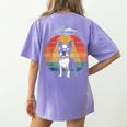 Boston Terrier UFO Alien Boston Terrier Dog Mom Dad Women's Comfort Colors T-Shirt Back Print Violet