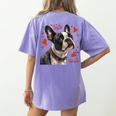 Boston Terrier Is My Valentine Cute Pet Dog Owner Valentine Women's Comfort Colors T-Shirt Back Print Violet