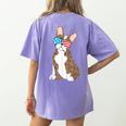 Brindle Boston Terrier Dog Patriotic Shirt USA Flag Women's Comfort Colors T-Shirt Back Print Violet