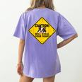Caution Sign Boston Terrier Dog Bostie Puppy Women's Comfort Colors T-Shirt Back Print Violet