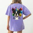 Celebration Event Birthday Party Boston Terrier Women's Comfort Colors T-Shirt Back Print Violet
