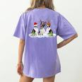 Christmas Boston Terrier Santa Dog Lover Women's Comfort Colors T-Shirt Back Print Violet