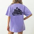 Cool Boston Terrier Riding a Motorcycle Biker Dog Lover For Men Women Kids Women's Comfort Colors T-Shirt Back Print Violet