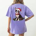 Cute Boston Terrier Dog Christmas Merry X-Mas Graphic Women's Comfort Colors T-Shirt Back Print Violet