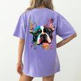 Cute Boston Terrier Puppy Dog Art Lover Unique Painting For Men Women Kids Women's Comfort Colors T-Shirt Back Print Violet