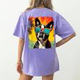 Dog Boston Terrier Hawaiian Women's Comfort Colors T-Shirt Back Print Violet