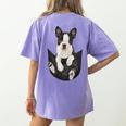 Dog Lovers Boston Terrier In Pocket Dog Face For Men Women Kids Women's Comfort Colors T-Shirt Back Print Violet