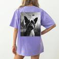 Dog Mom Dad Alien Selfie Boston Terrier UFO For Men Women Women's Comfort Colors T-Shirt Back Print Violet