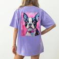 Dog Pink Boston Terrier Women's Comfort Colors T-Shirt Back Print Violet