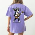 Dog Playing Guitar Singing Boston Terrier For Men Women Girls Kids Women's Comfort Colors T-Shirt Back Print Violet