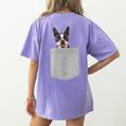 Dog In Your Pocket Boston Terrier For Men Women Girls Kids Women's Comfort Colors T-Shirt Back Print Violet