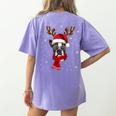 Family Matching Reindeer Xmas Boston Terrier Christmas Women's Comfort Colors T-Shirt Back Print Violet