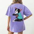 Father's Day Gift Dog Dad Boston Terrier i Love Dad Tattoo Women's Comfort Colors T-Shirt Back Print Violet