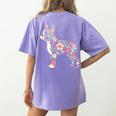 Floral FLower Boston Terrier Mom Grandma Women's Comfort Colors T-Shirt Back Print Violet