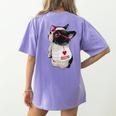 Girls I Heart Mom Love Mama Boston Terrier Dog Lover Women's Comfort Colors T-Shirt Back Print Violet