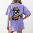 Guitar Shirt Boston Terrier Dog Playing Acoustic Guitar Women's Comfort Colors T-Shirt Back Print Violet