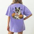 Halloween Boston Terrier Ghost Women's Comfort Colors T-Shirt Back Print Violet