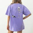 Halloween Boston Terrier And Skeleton Women's Comfort Colors T-Shirt Back Print Violet