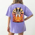 Halloween Retro Boston Terrier Women's Comfort Colors T-Shirt Back Print Violet