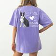 Just A Girl Who Loves Her Boston Terrier Puppy Love Women's Comfort Colors T-Shirt Back Print Violet