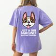 Just a Girl Who Loves Boston Terriers Women's Comfort Colors T-Shirt Back Print Violet