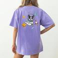 Kawaii Kids & Boys Astronaut Space Boston Terrier Dog Lover Women's Comfort Colors T-Shirt Back Print Violet