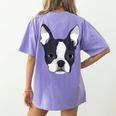 Kids Boston Terrier Dog For Women And Girls Women's Comfort Colors T-Shirt Back Print Violet