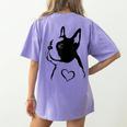 I Love My Boston Terrier Dog With Heart Women's Comfort Colors T-Shirt Back Print Violet