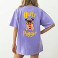 Lovely Harry Pugger Pug Women's Comfort Colors T-Shirt Back Print Violet