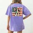 Patriotic Boston Terrier Dog Lover USA Flag 4th Of July For Men Women Kids Women's Comfort Colors T-Shirt Back Print Violet